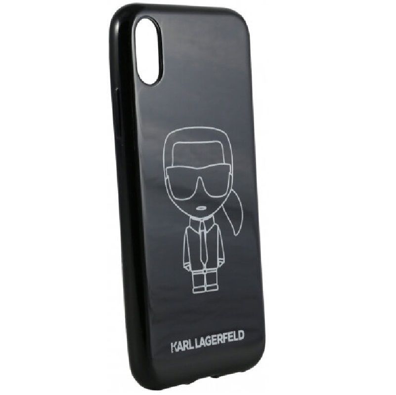 Tagakaaned Karl Lagerfeld iPhone XR PC/TPU Glitter Ikonik White Outline Black