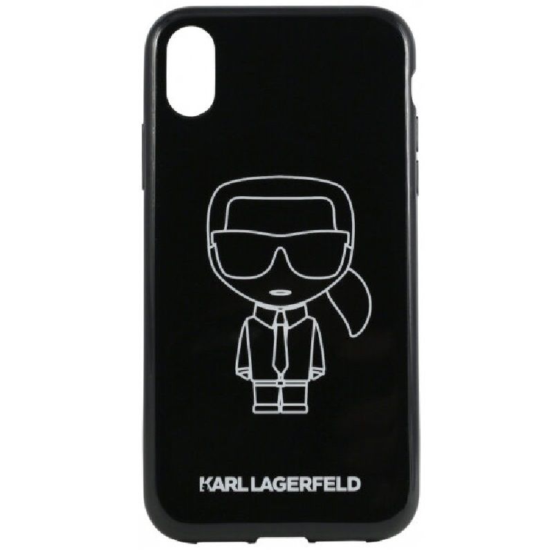 Tagakaaned Karl Lagerfeld iPhone XR PC/TPU Glitter Ikonik White Outline Black