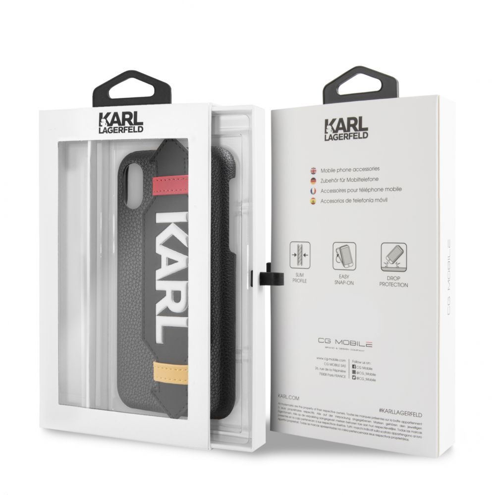 Back panel cover Karl Lagerfeld Apple iPhone X/XS PU Case With Strap Black