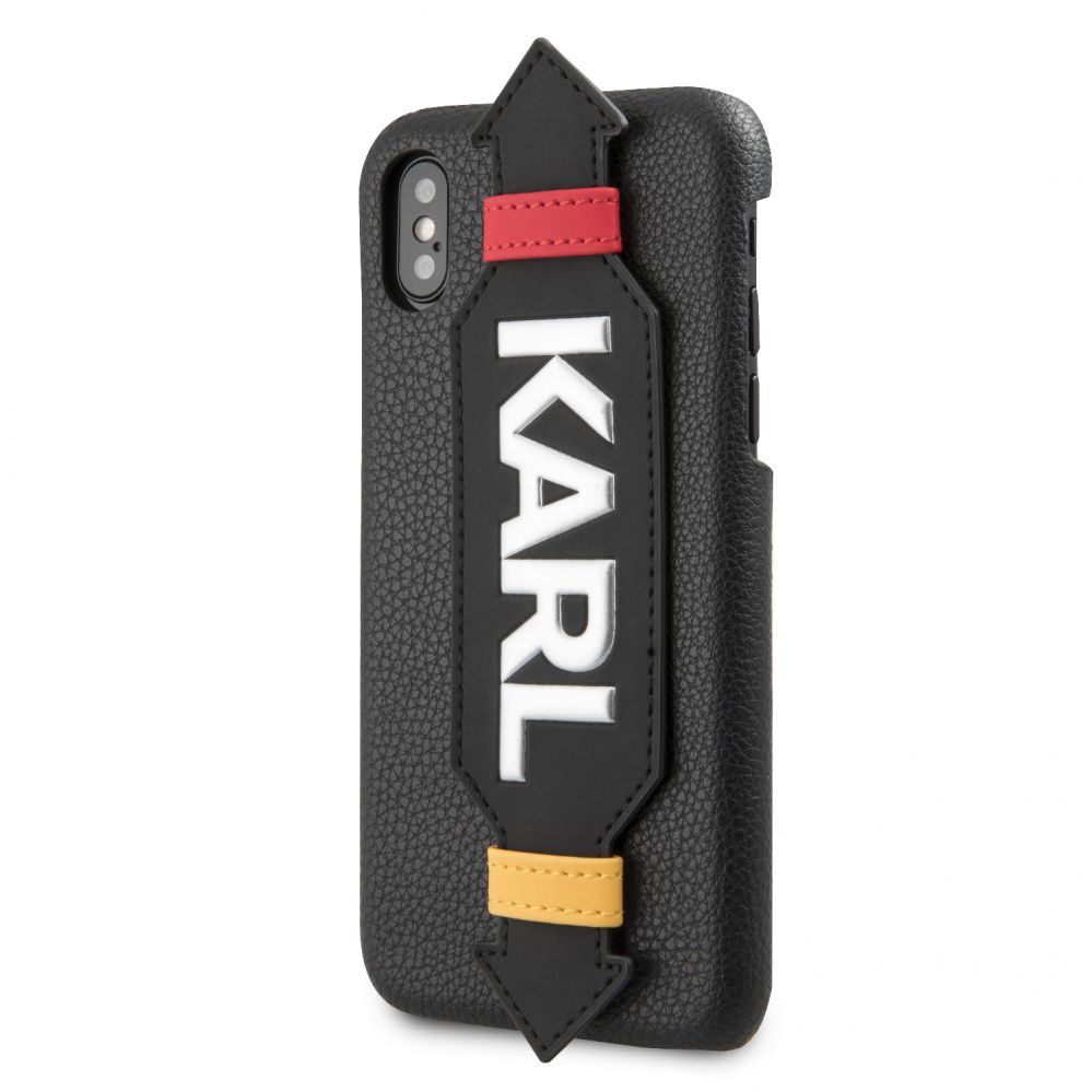 Back panel cover Karl Lagerfeld Apple iPhone X/XS PU Case With Strap Black
