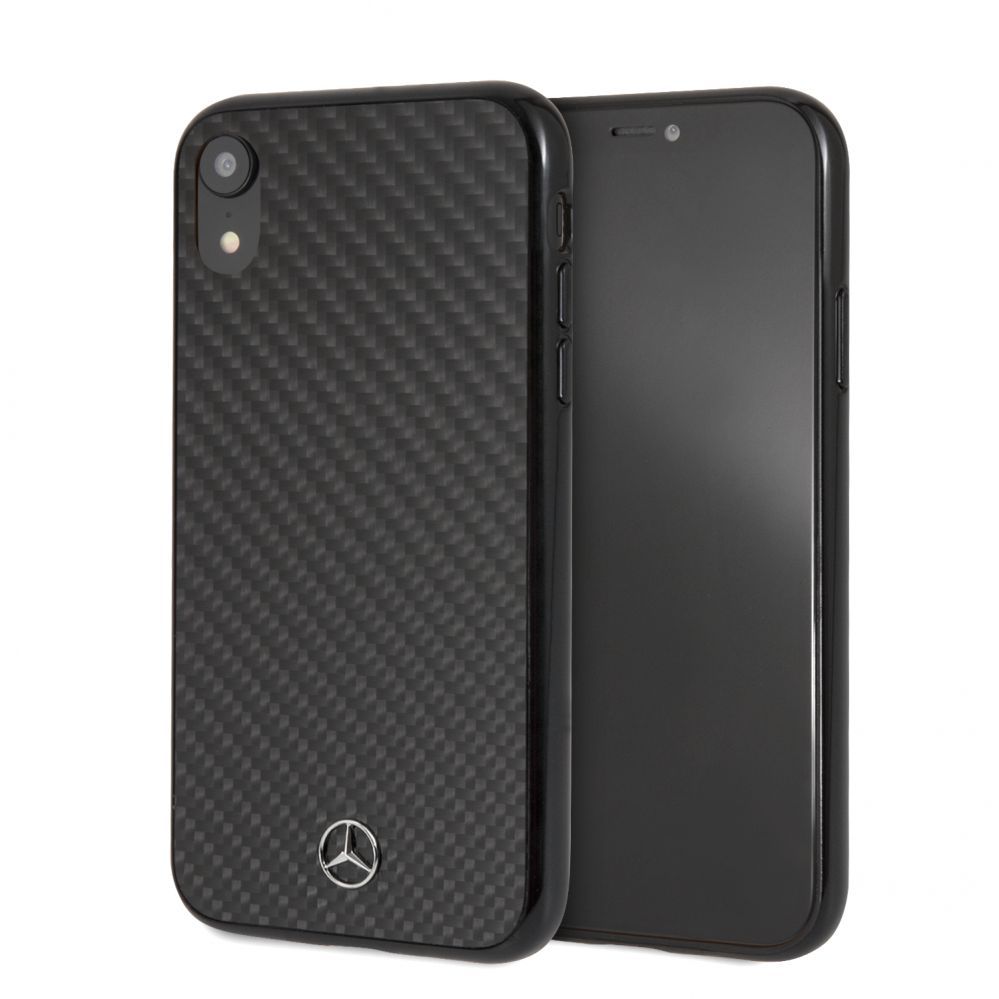Back panel cover Mercedes-Benz Apple iPhone XR Hard Case Real Carbon Fiber Black