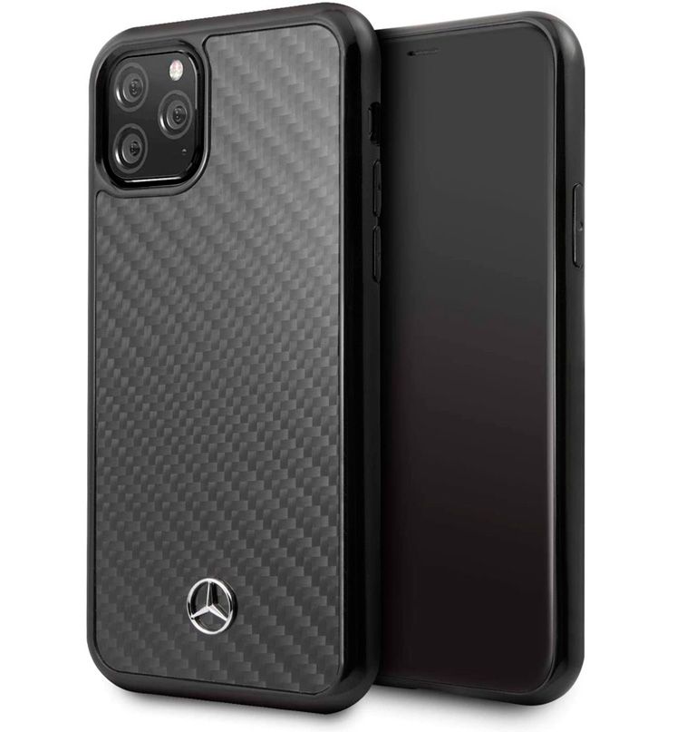 Tagakaaned Mercedes-Benz Apple iPhone 11 Pro Max Hard Case Leather Carbon Fiber Black
