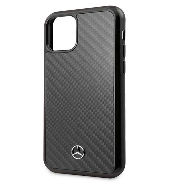 Tagakaaned Mercedes-Benz Apple iPhone 11 Pro Max Hard Case Leather Carbon Fiber Black