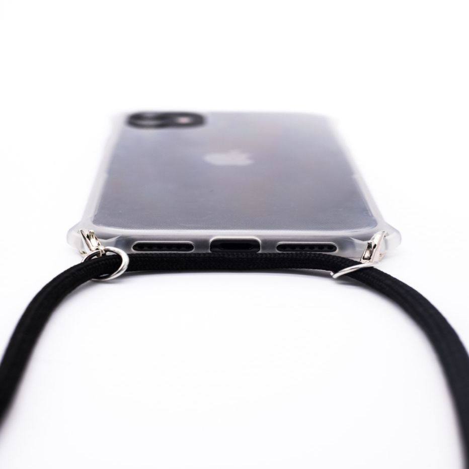 Back panel cover Evelatus Samsung A10s Case with rope Black Transparent