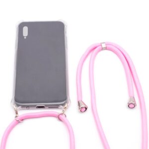 Back panel cover Evelatus Samsung A40 Case with rope Pink Transparent