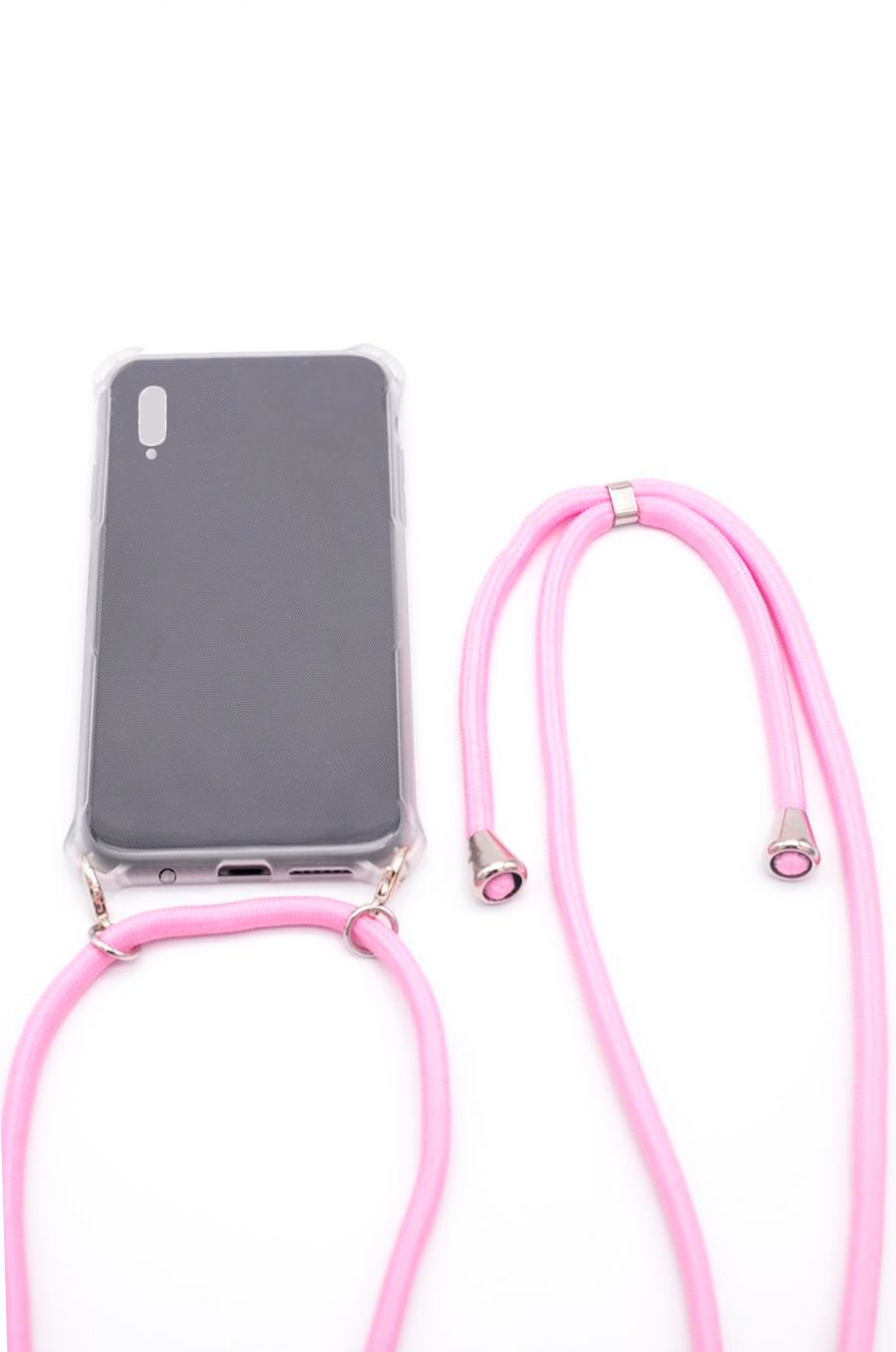 Back panel cover Evelatus Samsung A40 Case with rope Pink Transparent