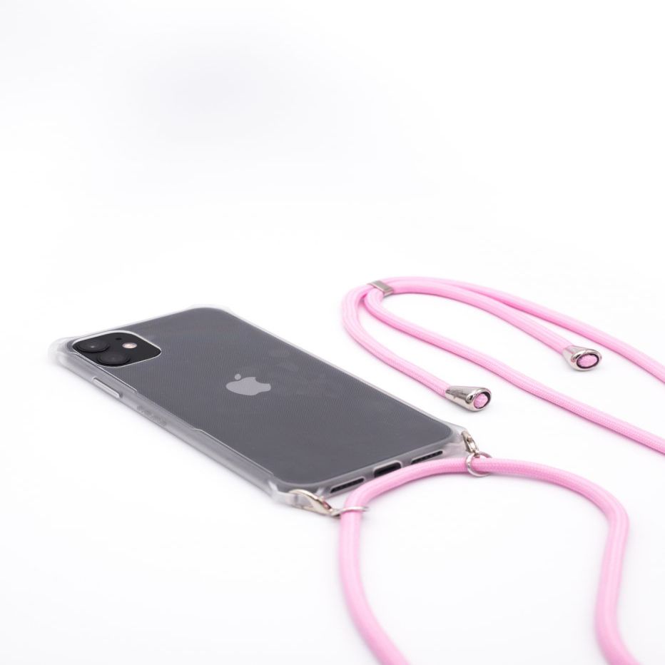 Back panel cover Evelatus Apple iPhone 11 Pro Silicone Transparent with Necklace TPU Strap Transparent
