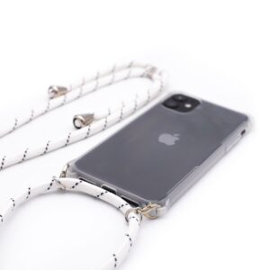 Back panel cover Evelatus Apple iPhone 11 Pro Max Case with rope White Stripes Transparent