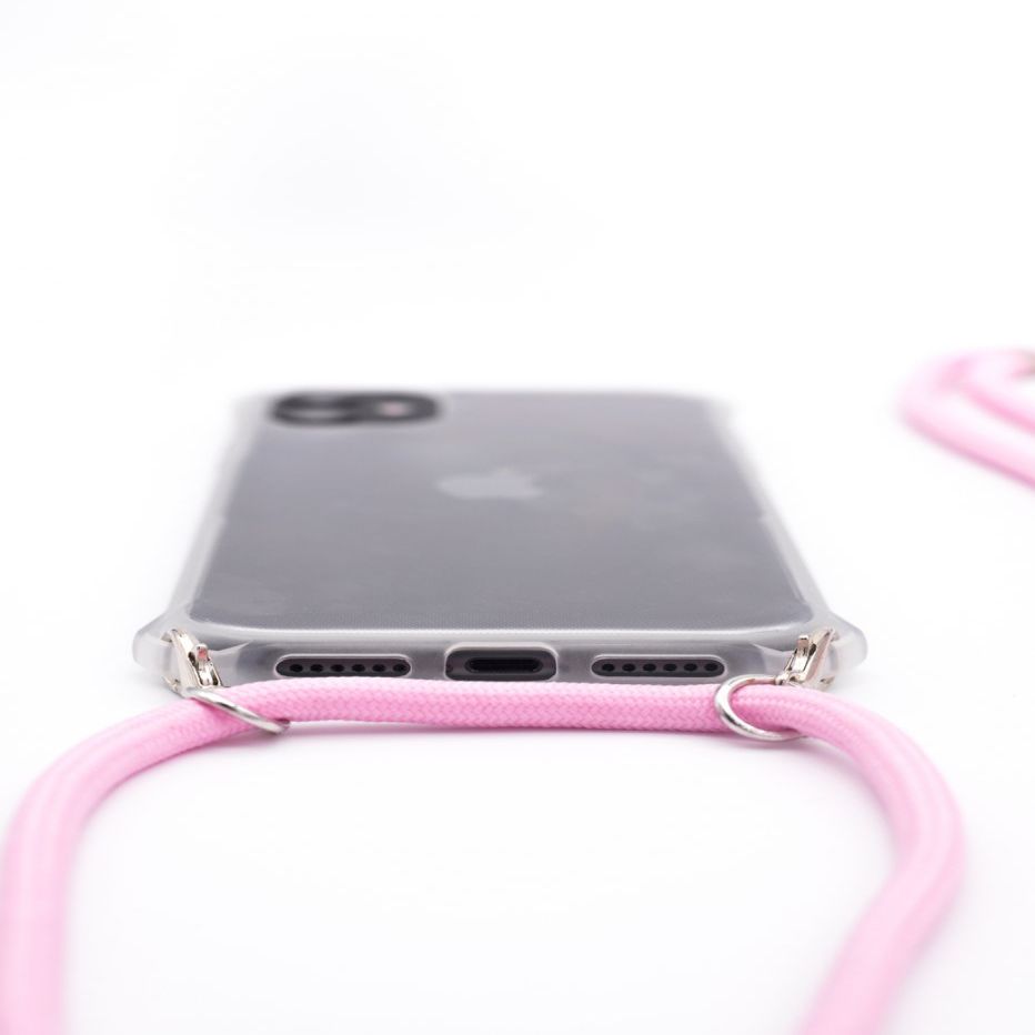 Back panel cover Evelatus Apple iPhone XR Case with rope Pink Transparent