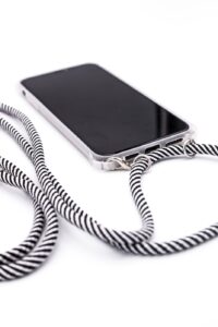 Nugarėlės dėklai Evelatus Samsung A40s Case with rope Black Stripes Transparent