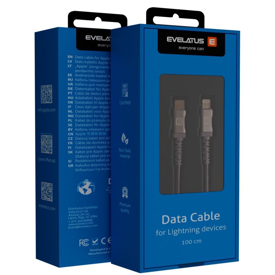 Kaabel Evelatus Apple Type-c to Lightning Data Cable (fast charge) 1m MFI08 Gray