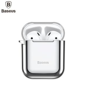 Aizmugurējais vāciņš Baseus Apple Metallic Shining Ultra-thin Silicone Protector Case with Hook for Airpods 1 / 2 Silver