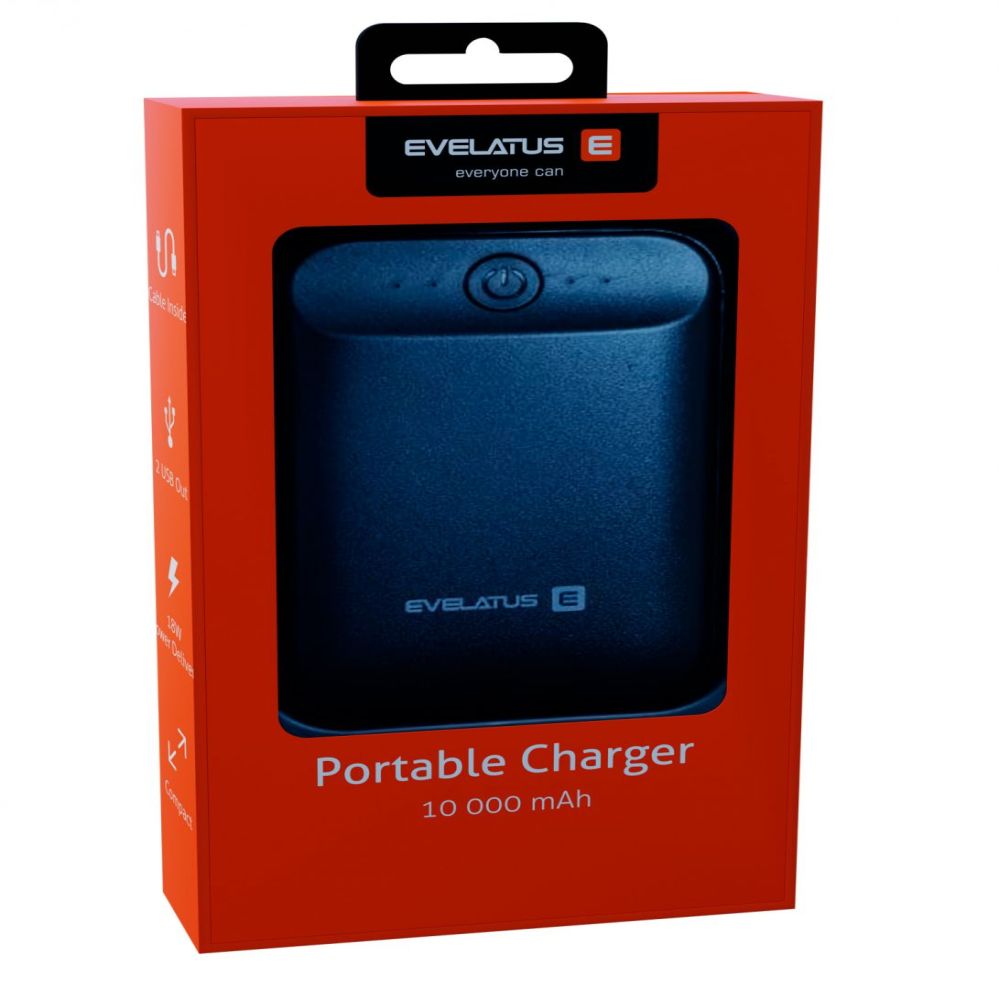Ārējais akumulators Evelatus - Power Bank EPB07 10000 mAh Black