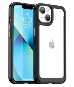 Nugarėlės dėklai iLike Apple iPhone 14 hard cover with a gel frame Transparent Black