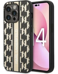 Nugarėlės dėklai Karl Lagerfeld Apple iPhone 14 Pro Max 6.7 Monogram Stripe Brown