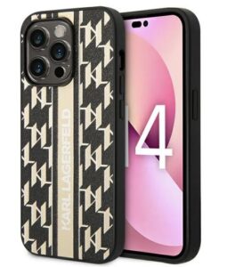 Nugarėlės dėklai Karl Lagerfeld Apple iPhone 14 Pro 6.1 hardcase Monogram Stripe Brown