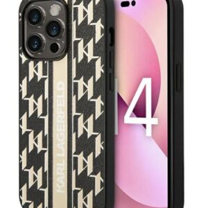 Back panel cover Karl Lagerfeld Apple iPhone 14 Pro 6.1 hardcase Monogram Stripe Brown