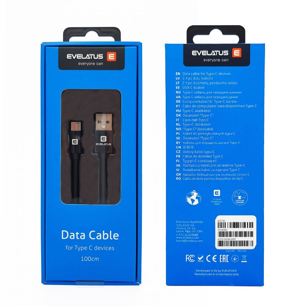 Cable Evelatus - Evelatus Cable for Type-C devices,TPC07 Black