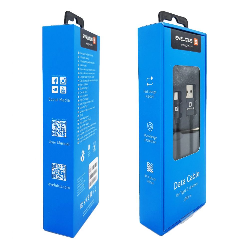 Cable Evelatus - Evelatus Cable for Type-C devices,TPC07 Black