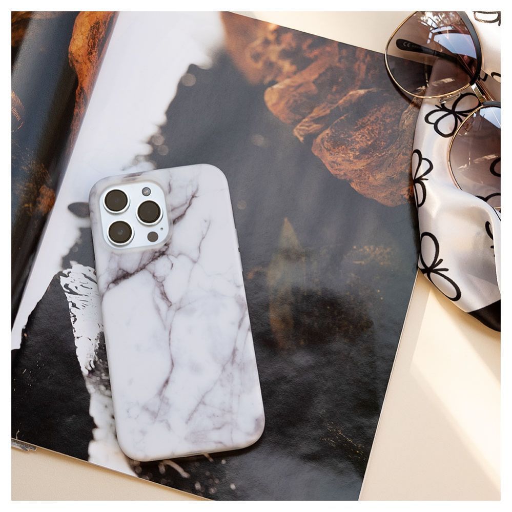 Back panel cover Evelatus Apple iPhone 14 Pro Premium Silicone case Customized Print Marble White