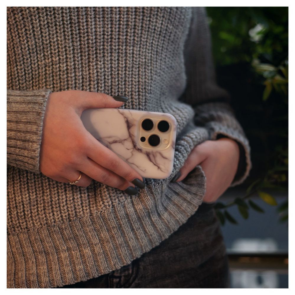 Back panel cover Evelatus Apple iPhone 14 Pro Premium Silicone case Customized Print Marble White