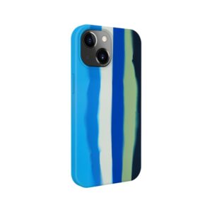 Aizmugurējais vāciņš Evelatus Apple iPhone 14 Multi-Colored Silicone Case Blue