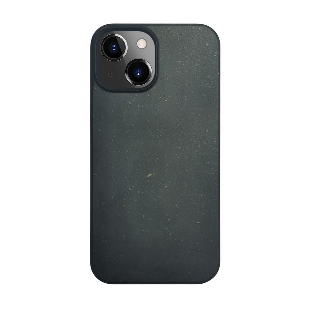 Back panel cover iLike Apple iPhone 14 Silicone plastic case Eco Print Design Black