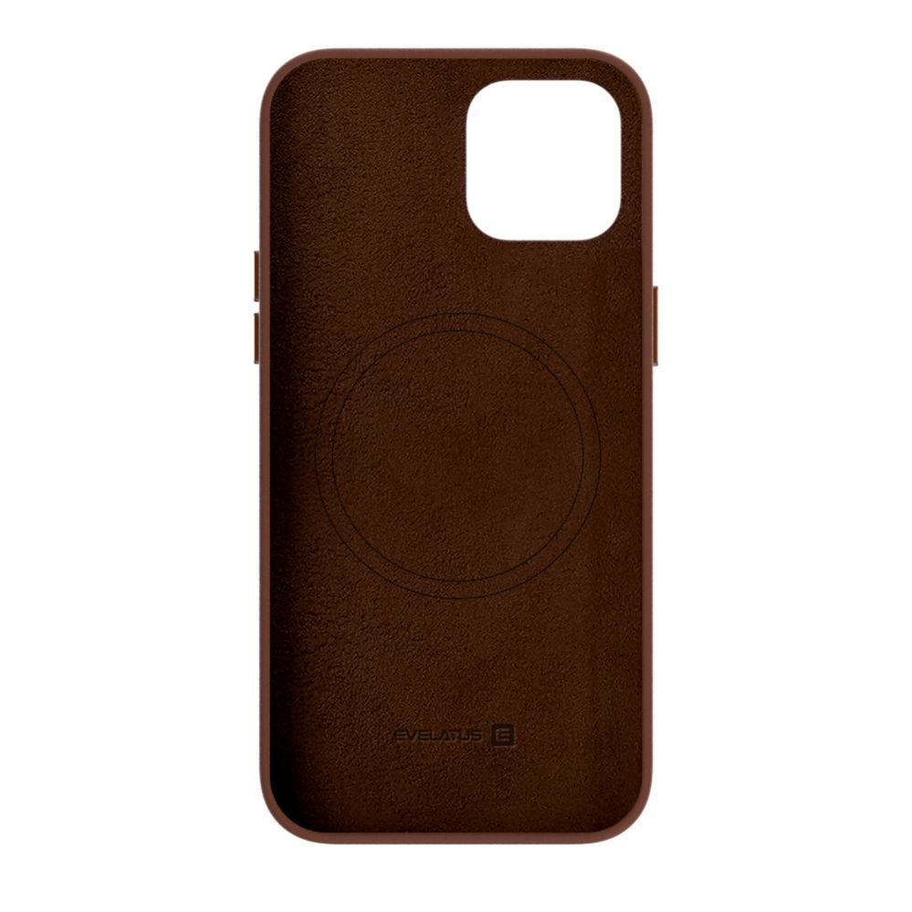 Back panel cover Evelatus Apple iPhone 14 Genuine Leather case with MagSafe Brown