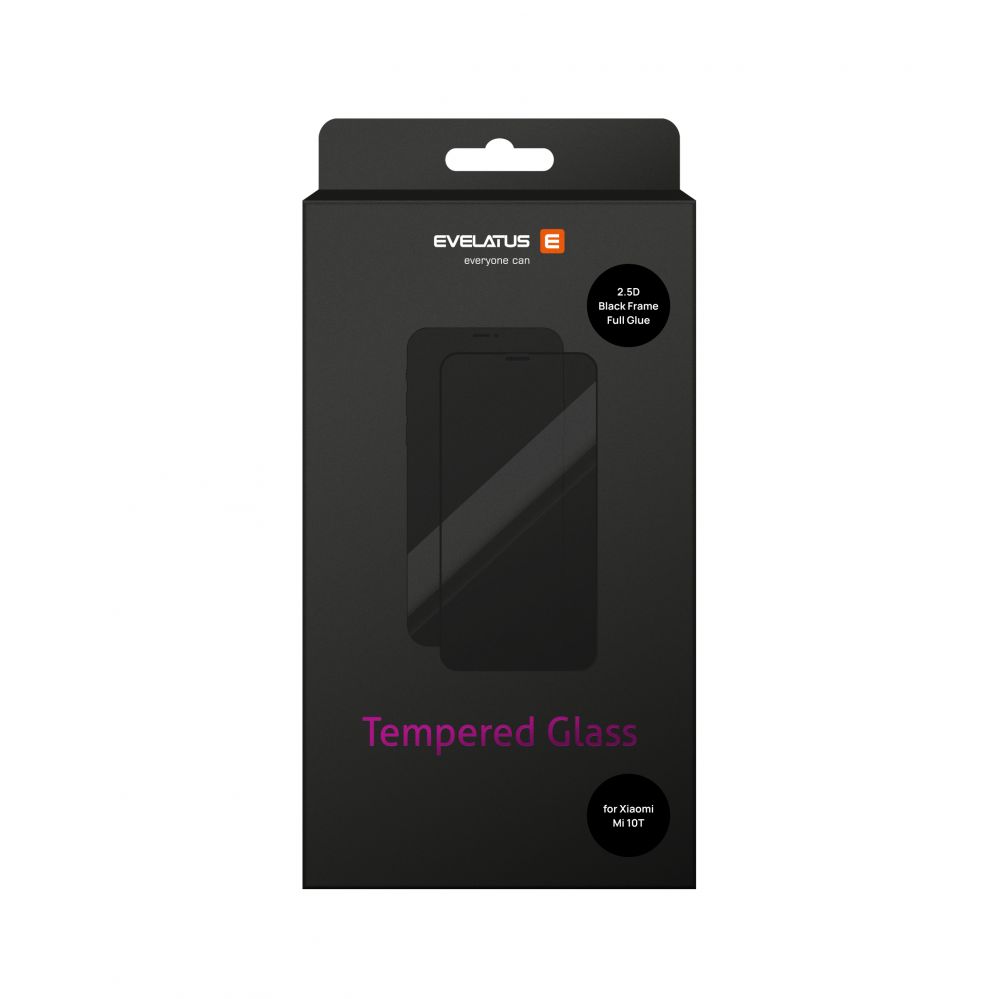 Aizsargstikls Evelatus Xiaomi Mi 10T 2.5D Full Cover Japan Glue Glass Anti-Static