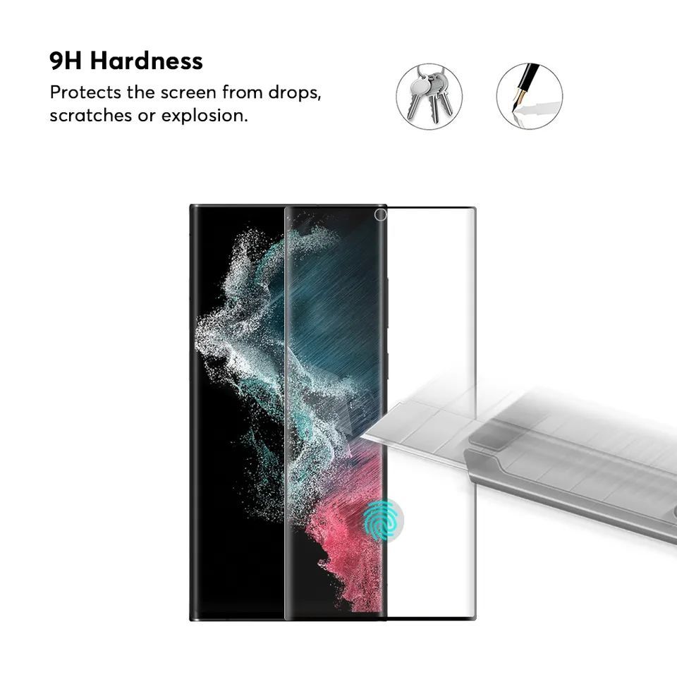 Protective glass Evelatus Samsung Galaxy S23 Ultra 2.5D Full Cover Japan Glue Glass Anti-Static Black