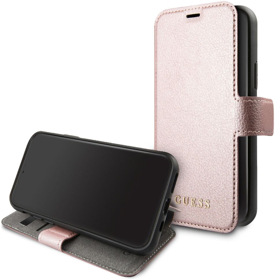 Kaaned - kaaned Guess Apple iPhone 12/12 Pro 6.1 Iridescent Book Case Pink