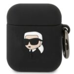 Dėklai ausinėms Karl Lagerfeld Apple Airpods 1/2 3D Logo NFT Karl Head Silicone Case Black