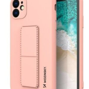 Back panel cover Wozinsky Apple iPhone 12 Kickstand Case silicone case with stand Pink