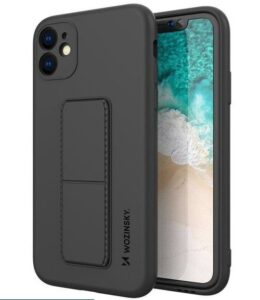 Nugarėlės dėklai Wozinsky Apple iPhone 12 Pro Max silicone case with stand Black