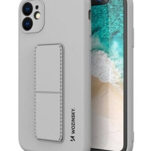 Back panel cover Wozinsky Apple iPhone 12 Pro Max Kickstand Case silicone case with stand Silver