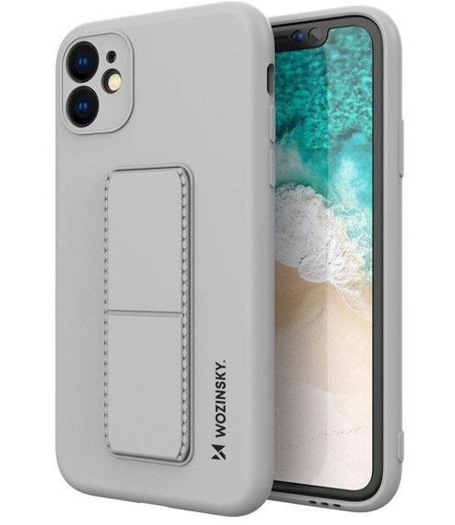 Back panel cover Wozinsky Apple iPhone 12 Pro Max Kickstand Case silicone case with stand Silver