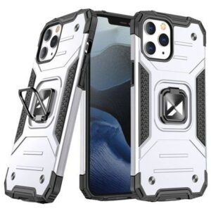 Back panel cover Wozinsky Apple iPhone 13 Pro Max Ring Armor Case Kickstand Tough Rugged Cover Silver