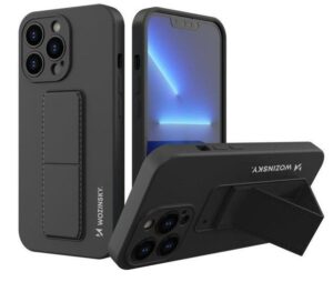 Nugarėlės dėklai Wozinsky Apple Phone 13 Pro Max Kickstand Case silicone case with stand Black