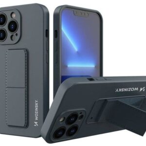 Back panel cover Wozinsky Apple iPhone 13 Pro Max Kickstand Case silicone case with stand Navy Blue