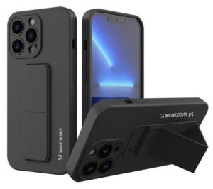 Nugarėlės dėklai Wozinsky Apple iPhone 13 Pro silicone case with stand Kickstand Case Black