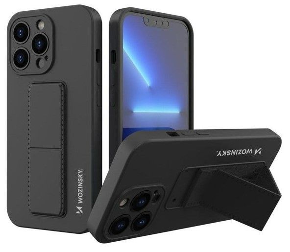 Back panel cover Wozinsky Apple iPhone 13 Kickstand Case silicone case with stand Black