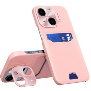 Tagakaaned iLike Apple iPhone 14 Leather Stand Case cover card wallet with stand Pink