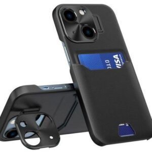 Tagakaaned iLike Apple iPhone 14 Leather Stand Case cover card wallet with stand Black