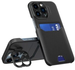 Aizmugurējais vāciņš iLike Apple iPhone 14 Pro Max Leather Stand Case wallet with stand Black