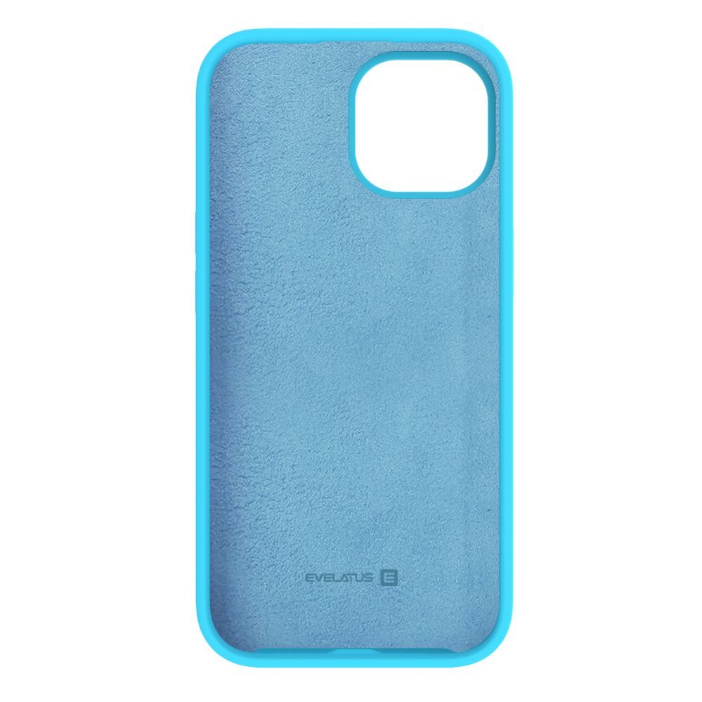 Back panel cover Evelatus Apple iPhone 15 Premium Soft Touch Silicone Case Cyan Blue