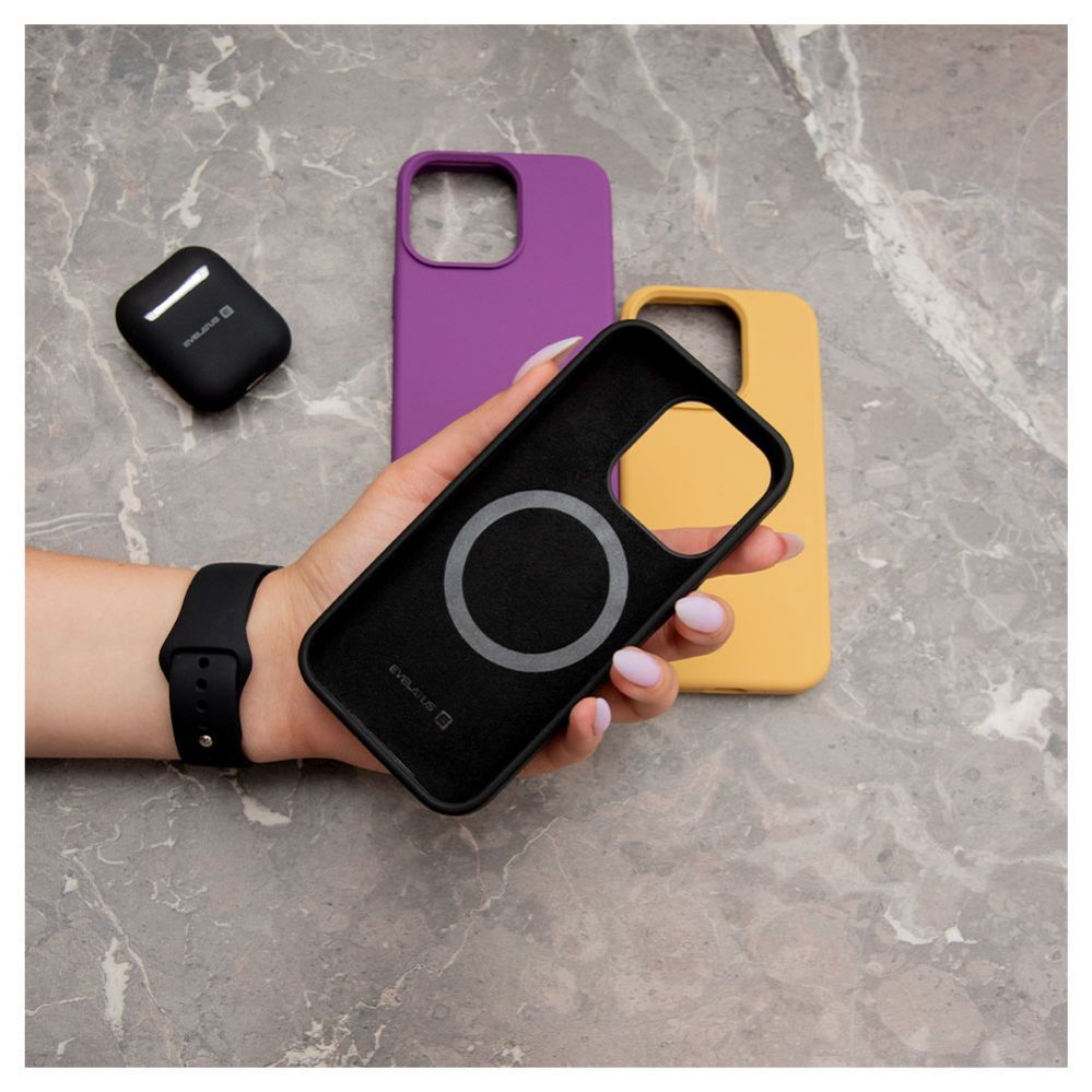 Back panel cover Evelatus Apple iPhone 15 Pro Premium Magsafe Soft Touch Silicone Case Deep Purple