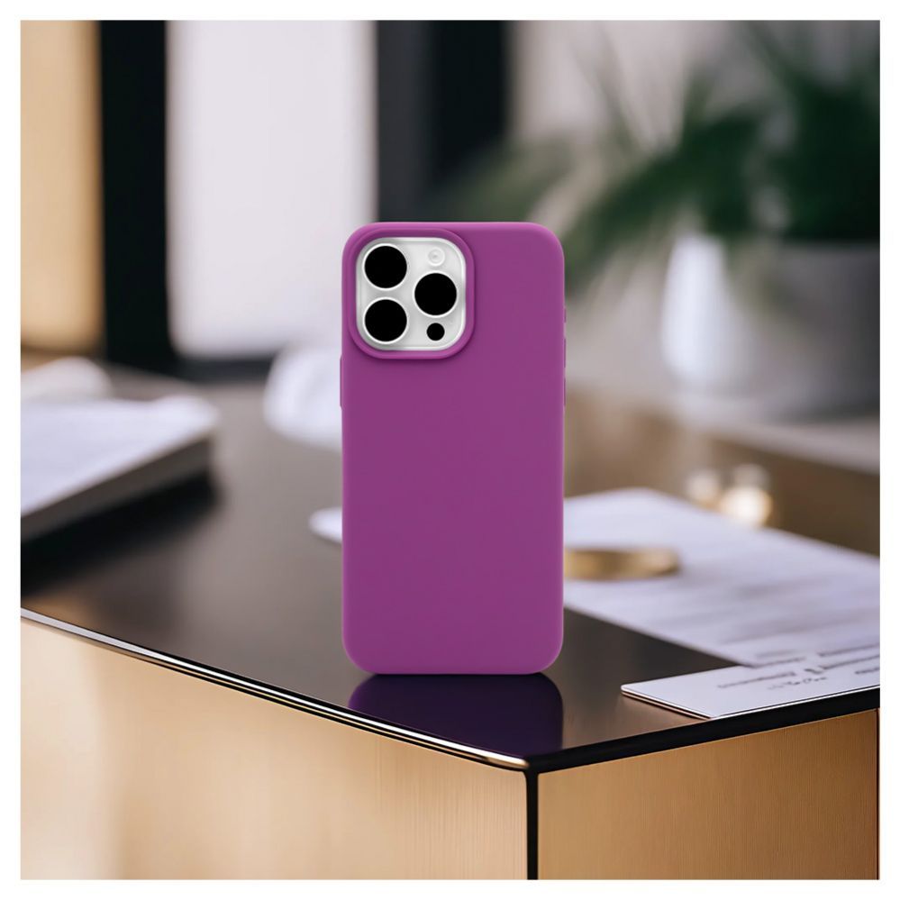 Back panel cover Evelatus Apple iPhone 15 Pro Premium Magsafe Soft Touch Silicone Case Deep Purple