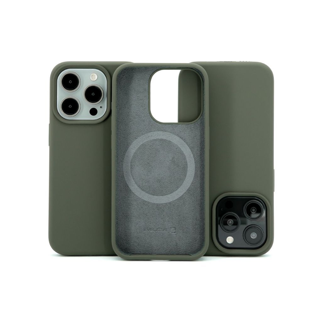 Tagakaaned Evelatus Apple iPhone 15 Pro Max Premium Magsafe Soft Touch Silicone Case Dark Olive