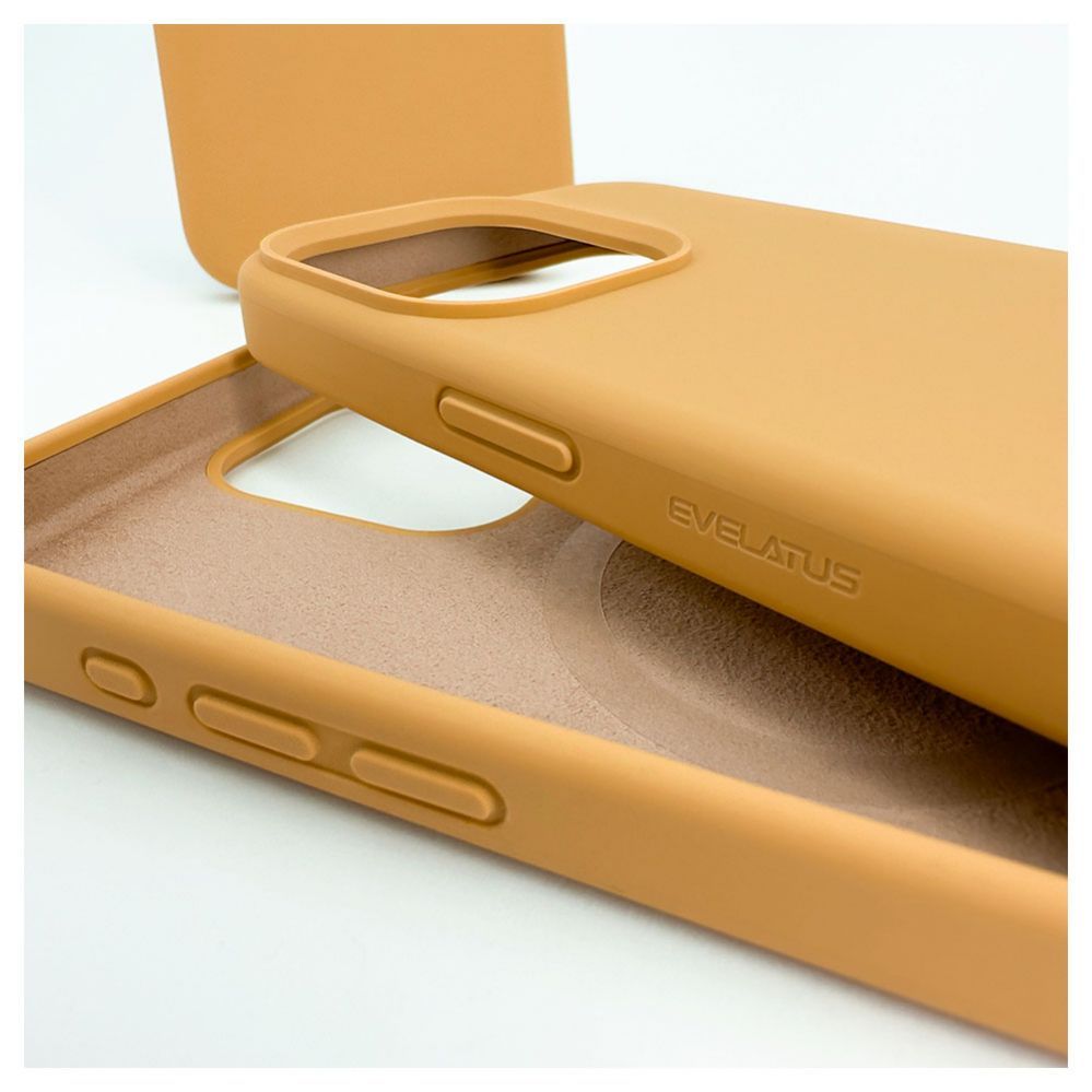 Back panel cover Evelatus Apple iPhone 15 Pro Max Premium Magsafe Soft Touch Silicone Case Gold
