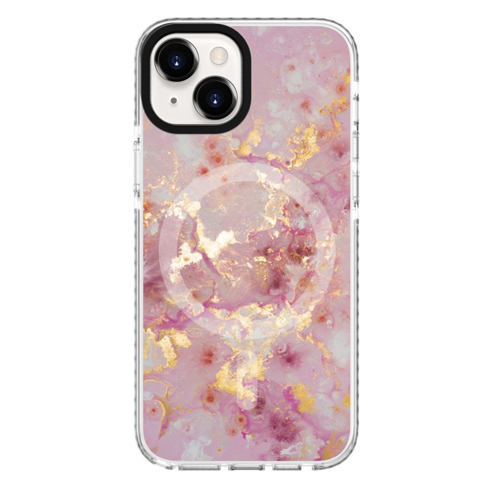 Back panel cover Evelatus Apple iPhone 15 PC+TPU With MagSafe Customized Print Marble Pink